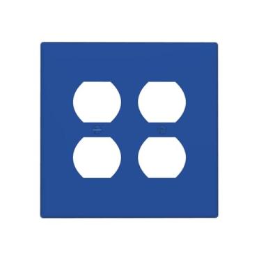 Imagem de Blue 2 Gang Receptáculo Duplo Duplex Combo Tomada Tampa de Interruptor de Luz Placa de Parede Placa Elétrica Decorativa Dual Device Switchplate