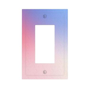 Imagem de WUYOCHA Capas decorativas para tomada rosa, roxo e azul dégradé 1 interruptor de luz basculante placa de cobertura única placas de parede para tomadas elétricas capas de placa frontal para quarto