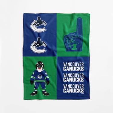 Imagem de Cobertor para bebê NHL Vancouver Canucks oficialmente licenciado, 101 x 127 cm, poliéster leve e macio, design dominó