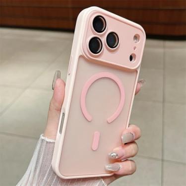 Imagem de SFDSUH Capa protetora fosca com carregamento sem fio magnético para iPhone 16 Pro Max, resistente a impactos e sólida (para iPhone 16 Pro Max/Rosa)