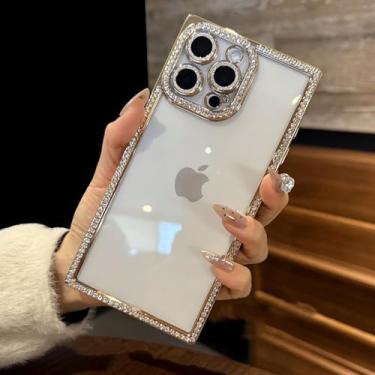 Imagem de HTVJFX Capa luxuosa com revestimento de silicone macio e brilhante para iPhone 16 Pro Max (para iPhone 16 Pro Max/F dourado)