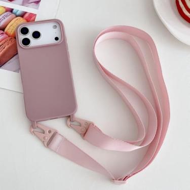 Imagem de Capa de silicone fosca com alça e colar transversal para iPhone 17 16 15 14 Pro Max 11 12 13 XR X XS 8 Plus SE