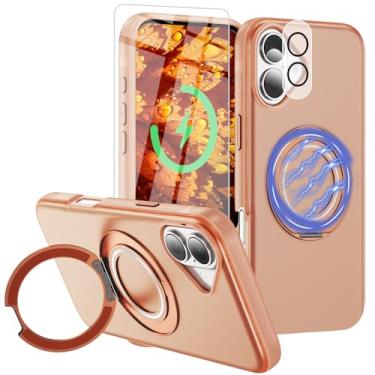 Imagem de Bonkier Capa para iPhone 17 [compatível com Magsafe] [proteção contra quedas de grau militar de 15 pés] com protetor de tela e protetor de lente, capa de telefone com suporte à prova de choque para