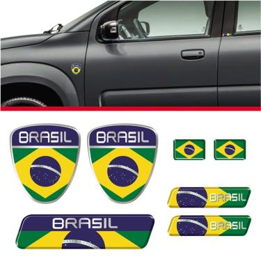 Imagem de Kit Adesivo E Emblema Brasil Cromado E Resinado Cromado