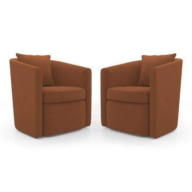 Imagem de Kit 02 Poltronas Decorativas Sala De Estar Aimê Veludo Terracota - Desk Design