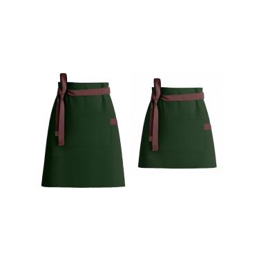 Imagem de Avental de Cintura Verde Escuro Marrom Cafeteria Unissex 2un
