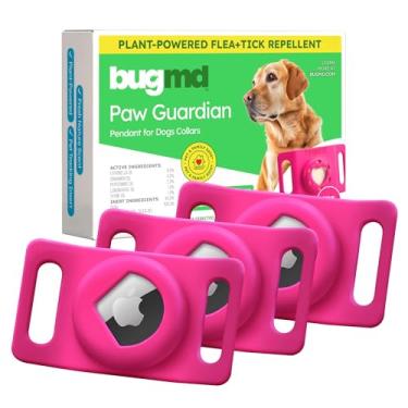 Imagem de BugMD Pingente Paw Guardian pulgas e carrapatos (pacote com 3) com suporte AirTag – prevenção de pulgas e carrapatos à base de plantas para cães – Etiqueta de coleira e suporte de rastreador GPS para