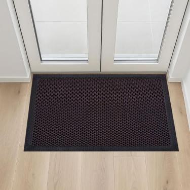 Imagem de ULTRALUX Tapete de porta de malha de PVC antiderrapante, capacho resistente de sujeira 3D, tapete de entrada raspador de barreira de sujeira para ambientes internos e externos, tapete de entrada para