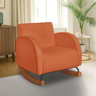 Imagem de Poltrona Com Base Balanço Em Tecido Bouclé Cindy – Lucadi Terracota