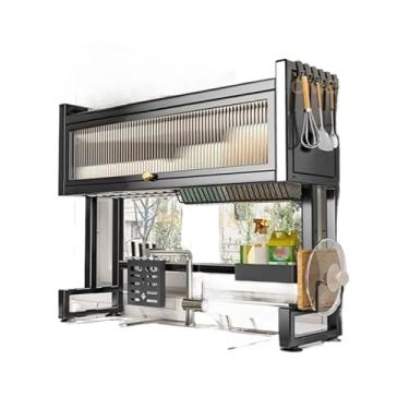 Imagem de Modular Escorredor de Louça De Pratos Suspensa Cozinha Organizador Estante de Asfalto Duplo Aço inox Com Porta Branco(95CM+3 tipos de presentes)