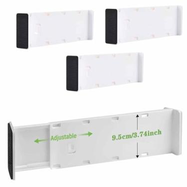 Imagem de ChefktCove Pacote com 4 divisórias de gaveta para roupas, 9,5 cm de altura, 37,5 a 65,5 cm, organizador de gaveta expansível ajustável, separadores de plástico transparente para cômoda, roupas de bebê