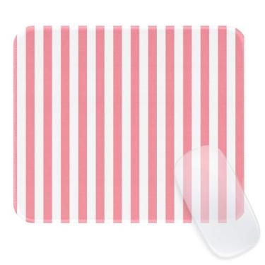 Imagem de Ksriylm Tapete de rato quadrado bonito listrado com borda costurada, tapete de rato pequeno de tecido impermeável premium, base de borracha antiderrapante, simples e engraçado, acessórios de mesa