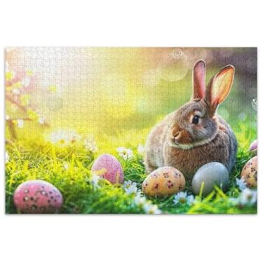 Imagem de Ovos de páscoa coelho prado 1000 peças para adultos quebra-cabeça brinquedo arte grande amigos família jogos presentes