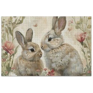 Imagem de Quebra-cabeça Spring Bunnies Art Rabbit 1000 peças presentes para adultos jogo elefante branco grande pintura artística