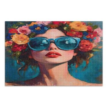 Imagem de Quebra-cabeça de flores de mulher bonita para adultos com letras nas costas quebra-cabeça adulto 500 peças