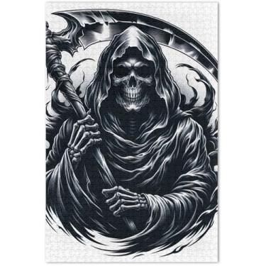 Imagem de Quebra-cabeças Grim Reaper preto e branco 500 peças para adultos, presentes tecnológicos, presentes exclusivos, paisagem floral, 51 x 35 cm