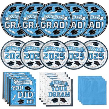 Imagem de Pratos e guardanapos de formatura 2024 suprimentos de festa de formatura, pratos de jantar descartáveis de parabéns, pratos de papel de sobremesa e guardanapos para decoração de festa de formatura