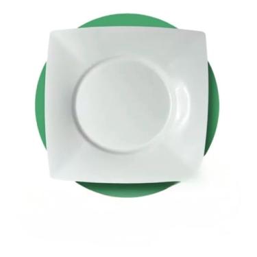 Imagem de Kit 50 Prato Raso com Borda Branco Refeição Churrasco Festa Pratos Plastico Quadrado Branco Preto (BRANCO-10)