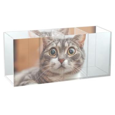 Imagem de TSENQUE Porta-canetas de mesa de acrílico fofo e personalizado, organizador de lápis, organizador de escritório para mesa