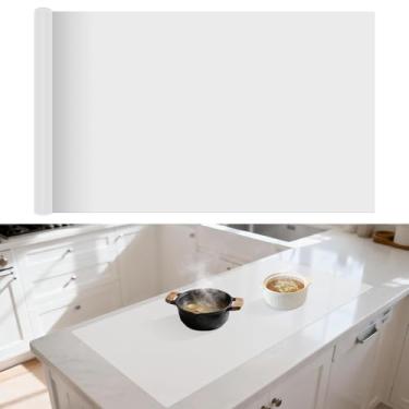 Imagem de Tapete resistente ao calor de 122 cm x 61 cm para bancada Lanstics tapete de silicone antiderrapante tapete protetor de bancada multiuso tapete resistente ao fogo tapete para balcão de cozinha (branco