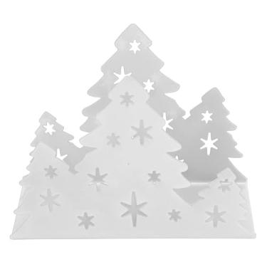 Imagem de GLOGLOW Caixa de Tecido Porta-guardanapo de árvore, Organiza Toalhas de para Casa ou Restaurante, 8.11 Onças de Aço Inoxidável Natal Nan (Prata)