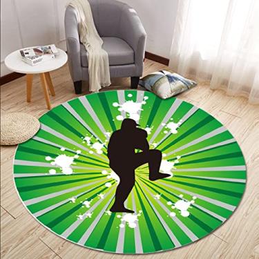 Imagem de Tapete redondo de beisebol musical ultra macio toque moderno tapetes abstratos laváveis pequenos tapetes redondos para quarto sala de estar, C, diâmetro 120 cm