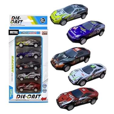 Imagem de Kit 5 Miniaturas Carrinhos Corrida Polícia Fricção Die Cast (Corrida)