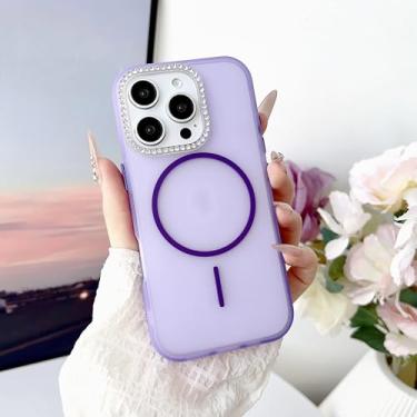 Imagem de HJZSZX Capa transparente à prova de choque com carregamento sem fio magnético fosco para iPhone 16 Plus (para iPhone 16 Plus/roxo)