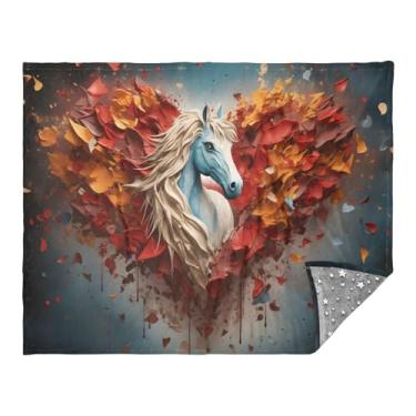 Imagem de CEBUGI Cobertor de flanela quente macio 127 x 178 cm para sofá, cama, escritório, acampamento, viagem, cavalo para todas as estações