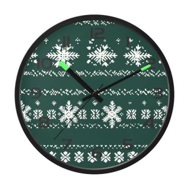 Imagem de CEBUGI Relógio de parede com luz noturna de 30,5 cm que brilha no escuro com sensor de voz, padrão nórdico tradicional, funciona a bateria para decoração de quarto e sala de estar