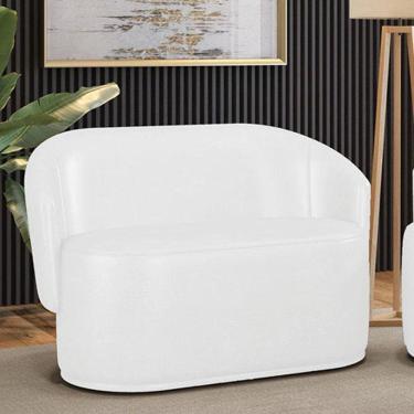 Imagem de Sofá 2 Lugares Namoradeira Orgânica Para Sala Malu Sintético Pu Branco M11 - D`rossi