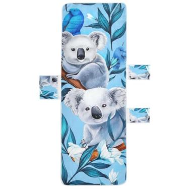 Imagem de Coalas fofas flores brancas azuis capas de espreguiçadeira toalha de cadeira toalha de praia com bolso superior ajustado espreguiçadeira para piscina ao ar livre 203 x 76 cm