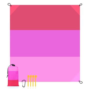 Imagem de Cobertor de praia à prova d'água à prova de areia, tapete de praia extragrande 2,8 m x 2,3 m, dobrável, portátil, secagem rápida, cobertor de praia, piquenique, acampamento, rosa