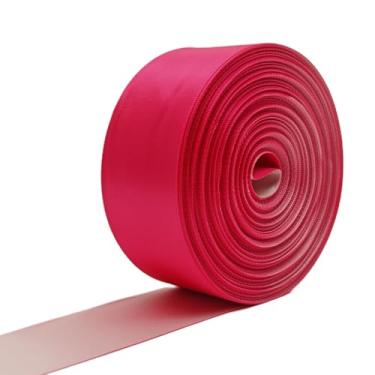 Imagem de Fita de cetim dupla face, 3 cm, 30 metros, rosa choque e bege areia fita de dois tons para embrulho de presente, buquê de flores, laço, cabelo, casamento, artesanato DIY, decorações de festas de fim