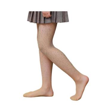 Imagem de Meninas brilho collants fishnet strass meias para crianças glitter shi