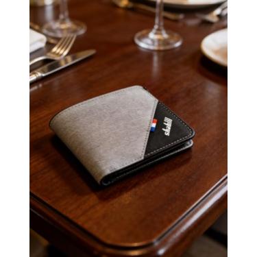 Imagem de Carteira masculina dobrável de negócios, retalhos de couro com vários compartimentos para cartões (cinza)