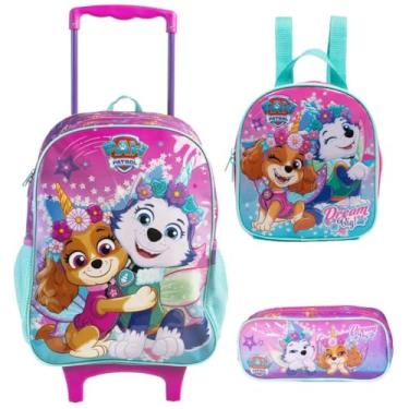 Imagem de Kit Mochila de Carrinho + Lancheira + Estojo Patrulha Canina Skye XERYUS - 15250