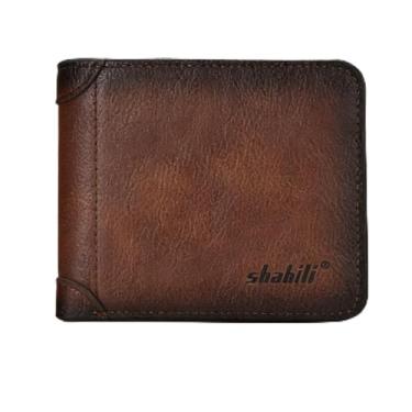 Imagem de Carteira universal de luxo marrom claro com vários compartimentos magnéticos de grão fosco de couro legítimo com sensação fácil de carregar, design de vários compartimentos marrom claro de luxo com