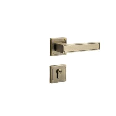 Imagem de Chinês Simples Bronze Interior Quarto Fechadura Magnética Silenciosa Duas Duas Peças Porta Retrô Porta de Madeira (Bronze 35-50 mm)