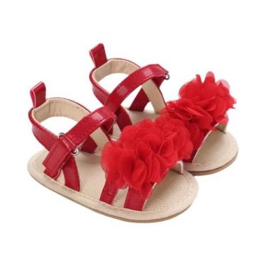 Imagem de Sandálias De Verão Vermelhas Para Bebês De 0 a 18 Meses, Com Bico Aber