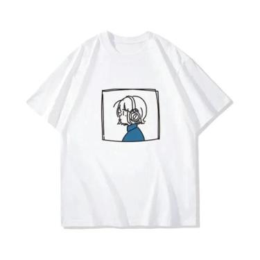 Imagem de Camiseta Oversized De Anime Bocchi the Rock Com Estampa De Música, Cam