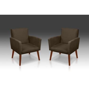 Imagem de KIT 02 Poltrona Nina suede Marrom -Modena  Decor  - CASA DA POLTRONA