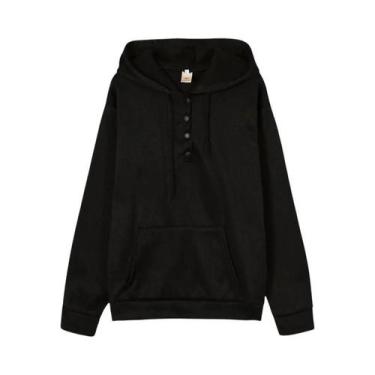 Imagem de Moletom feminino europeu e N de manga comprida solto casual com capuz 