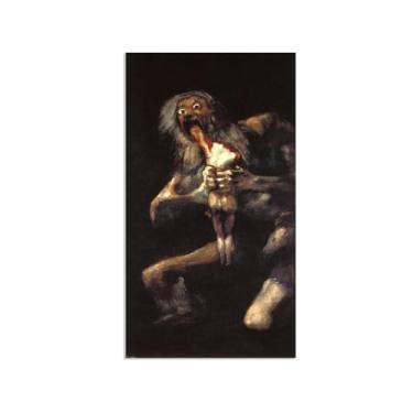 Imagem de Arte de parede Francisco Goya, Saturno Devouring His Son, impressão em tela famosa reprodução de pinturas a óleo abstratas imagem emoldurada para decoração de casa pôster de 100 x 60 cm (39 x 24