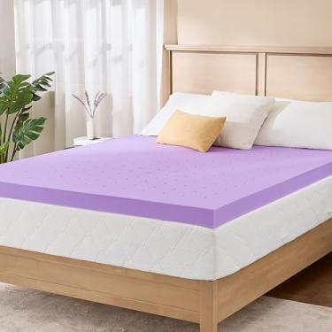 Imagem de Colchão de espuma viscoelástica King Lavender Infusion de 5 cm para relaxar o sono, ventilado e aliviar a pressão, certificado CertiPUR-US, cobertura média firme em uma caixa, tamanho king, 193 cm x