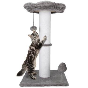 Imagem de Ahomdoo Poste arranhador para gatos, 76 cm, resistente e grosso, corda de algodão com bola pendurada e poste para arranhar ratos para gatos internos e adultos