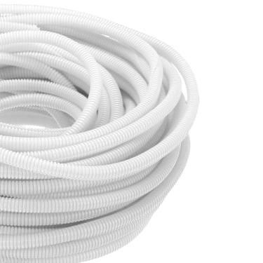 Imagem de DMiotech Tubo dividido de tear de fio de 30,5 m, protetores de cabo da Pet flexível para gerenciamento de cabos de conduíte para escritório, casa, jardim, branco