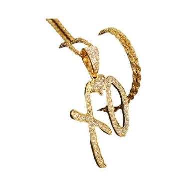 Imagem de Colar Unissex Hip Hop Com Pingente De Flor De Gelo Letra Xo Em Zircôni