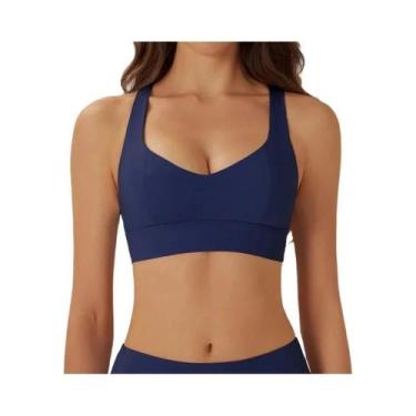 Imagem de Sutiã Esportivo Feminino De Alto Suporte Para Yoga Com Almofada Removí