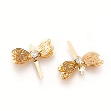 Imagem de Pingentes de inseto de zircônia cúbica de latão banhado a ouro 18 K real para o Dia das Mães para brincos faça-você-mesmo, colares de corrente, corrente para fabricação de joias, artesanato, tema de
